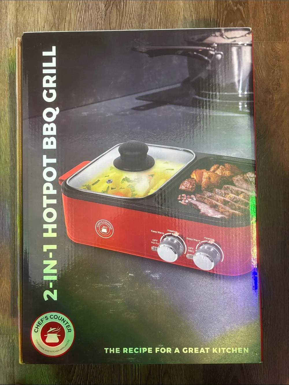 2-in-1 Hotpot BBQ Grill - Red